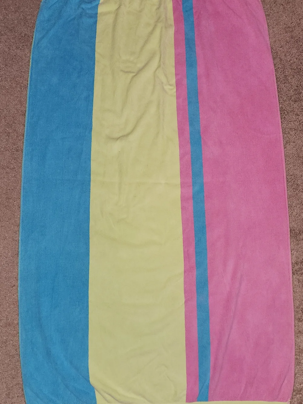 Vintage 90s Beach Towel Frenchtex Company Stripes 100% Cotton Retro
